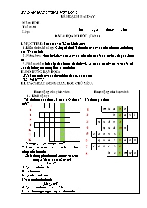 Giáo án môn Tiếng Việt Lớp 2 - Tuần 20 (Bộ sách Kết nối tri thức với cuộc sống)